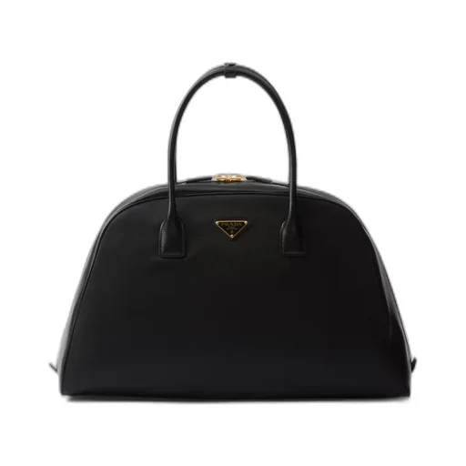 Large Re-Nylon and leather top-handle bag