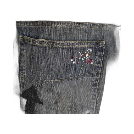 Doodle-Print Straight Denim Pants