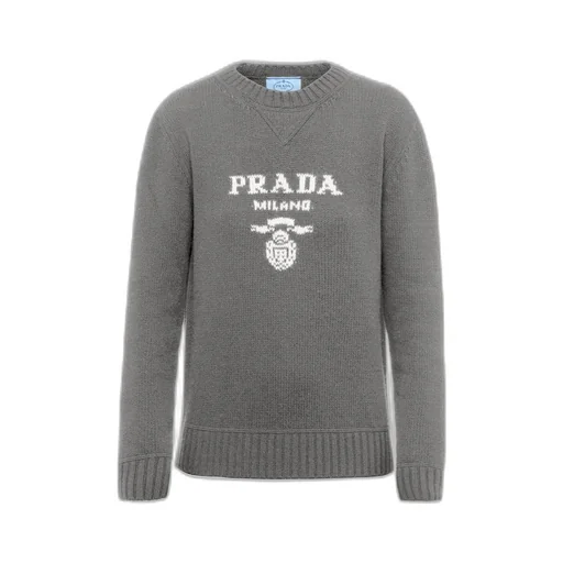 Cashmere and wool Prada logo crew-neck sweater