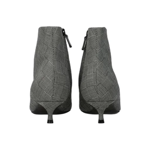 Wool Checked Knife Pointy Toe Boot