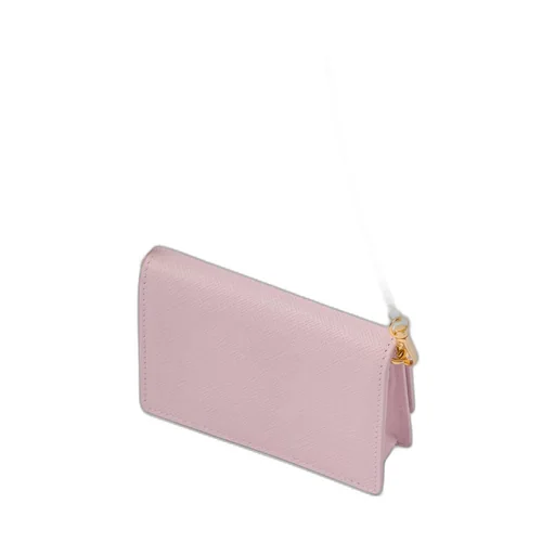 Saffiano leather card holder with shoulder strap