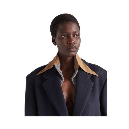 Single-breasted cachemire and wool coat with collar