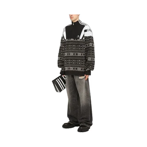 Sporty B Half Zip Track Mix Jacquard Knit Sweater
