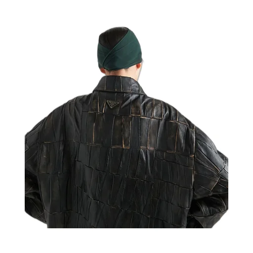 Nappa leather patchwork coat