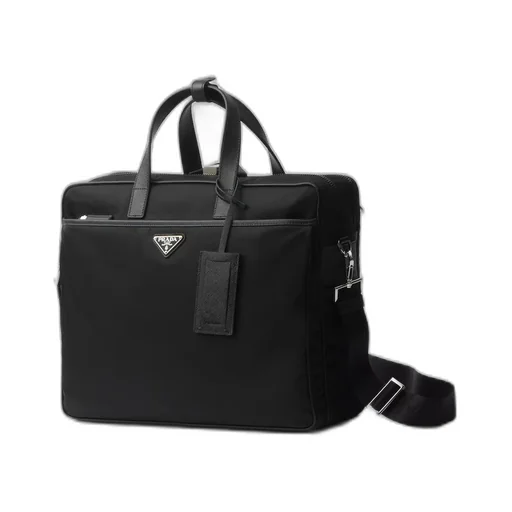 Re-Nylon and Saffiano leather briefcase