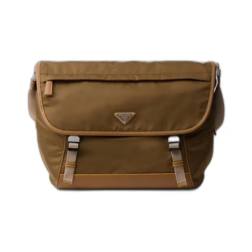Re-Nylon and leather shoulder bag