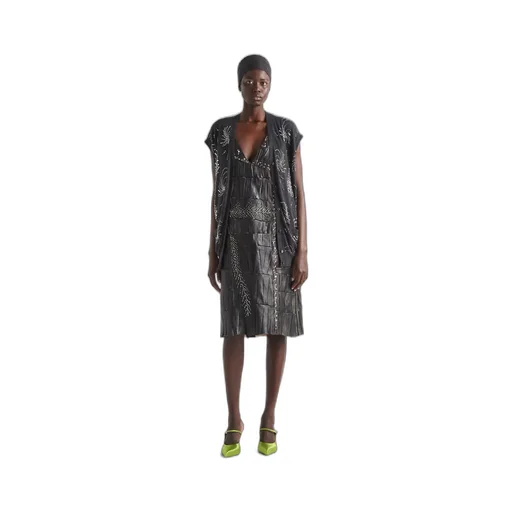 Nappa leather patchwork dress