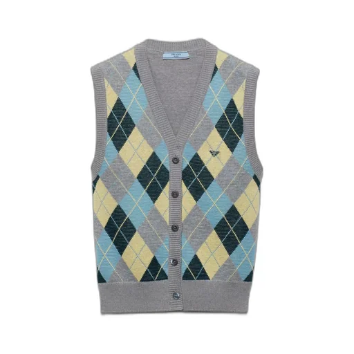 Wool vest with an Argyle pattern