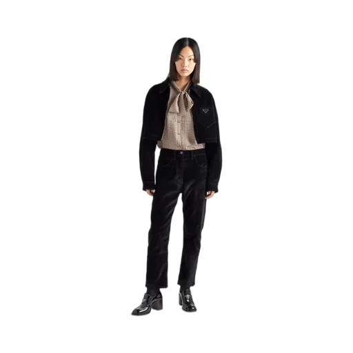 Velvet denim blouson jacket