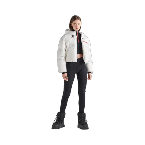 Cropped technical Re-Nylon down jacket