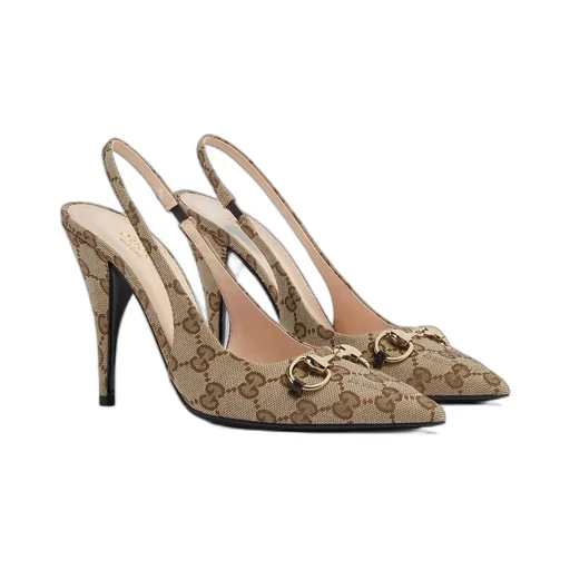 Women's GG canvas slingback pump