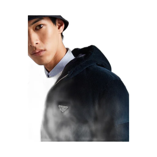 Cropped corduroy down jacket