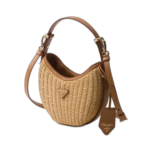 Wicker and leather Prada Arqué bag