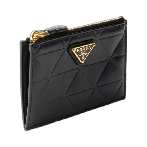 Leather card holder with triangle motif