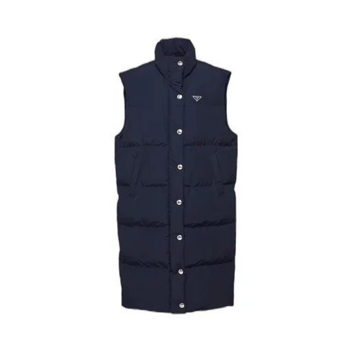 Long technical fabric down vest