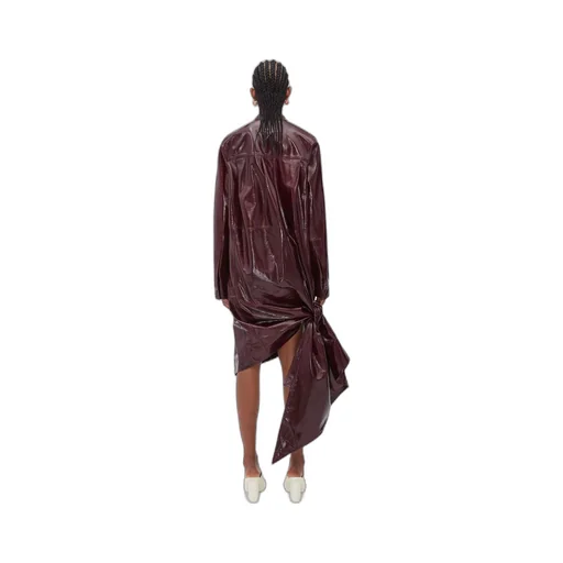 Shiny Leather Dress With Knot Detail