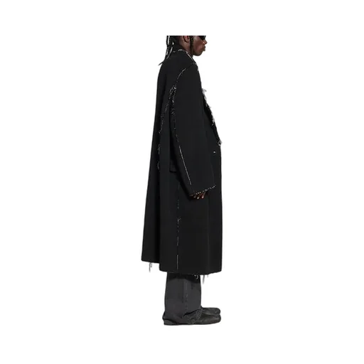 Raw Edge Buffalo Check Coat Oversized