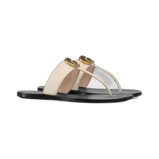 Leather thong sandal with Double G