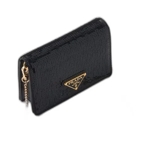 Sequined card holder with shoulder strap