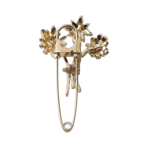 Metal brooch with crystals
