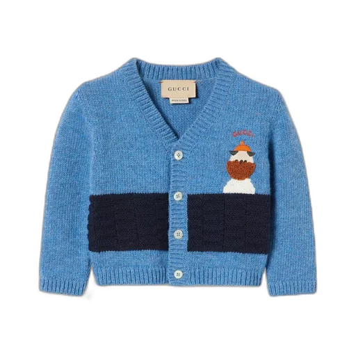 Baby embroidered wool cardigan