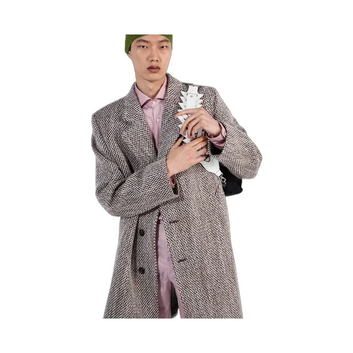Single-breasted wool blend coat