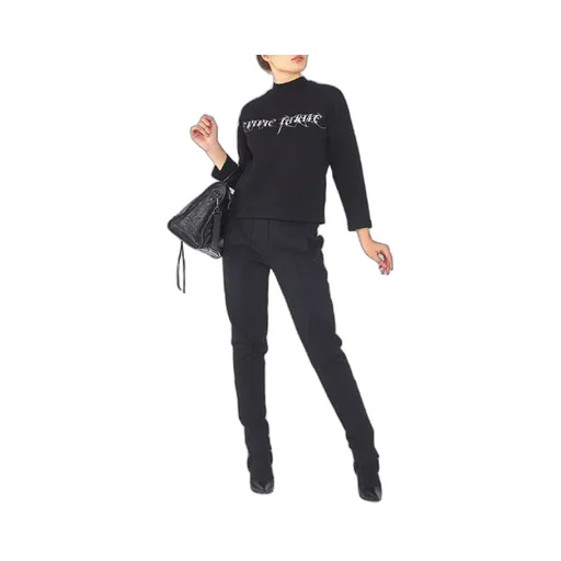 Embroidered Short High Collar Hoodie Black
