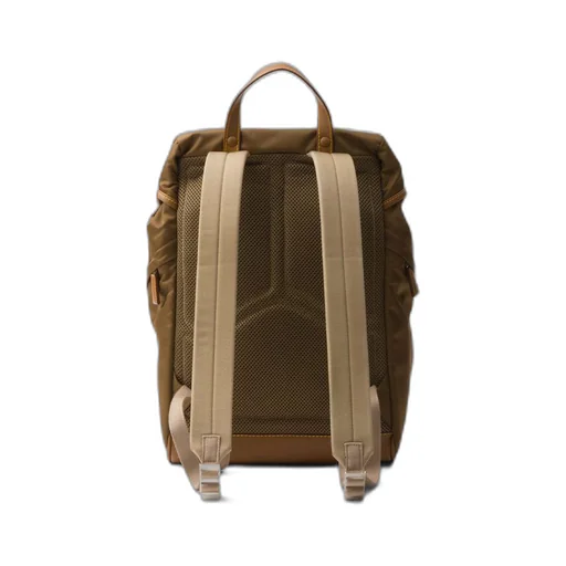 Re-Nylon and leather backpack