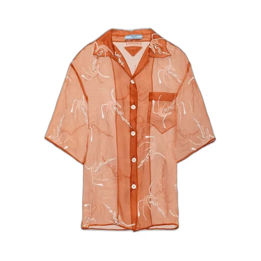 Embroidered organza shirt