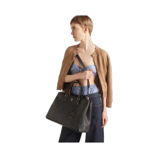 Extra-large Prada Galleria studded leather bag