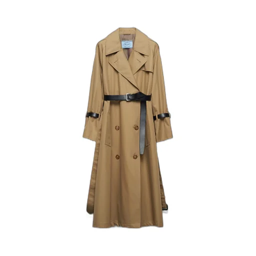 Double-breasted cotton twill trench coat