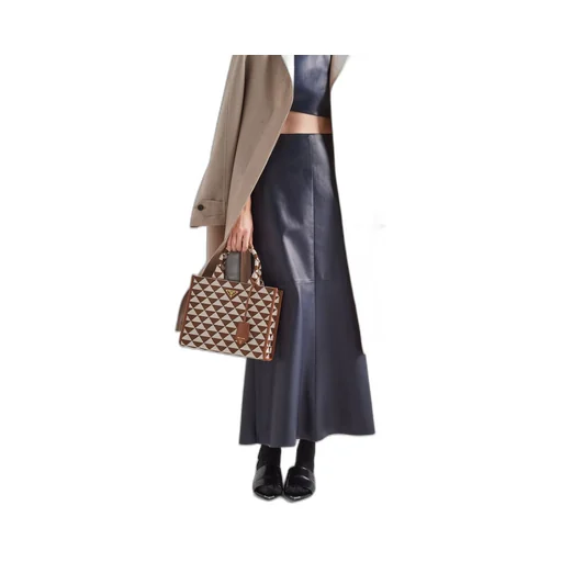 Long nappa leather skirt