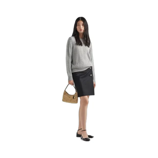 Wool and cashmere crew-neck sweater with rhinestones