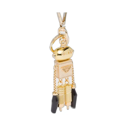 Saffiano leather robot keychain trick