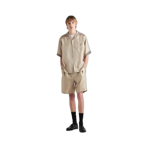 Short-sleeved silk twill shirt