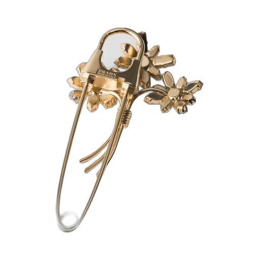 Metal brooch with crystals