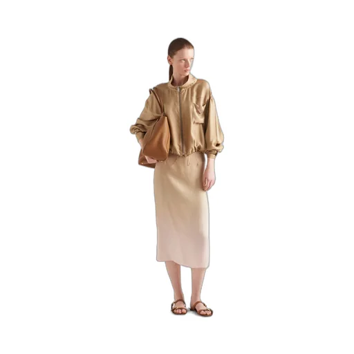 Gradient twill midi-skirt
