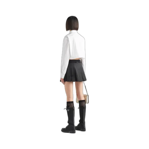 Pleated Re-Nylon miniskirt