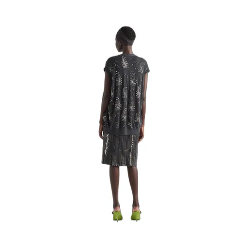 Nappa leather patchwork dress