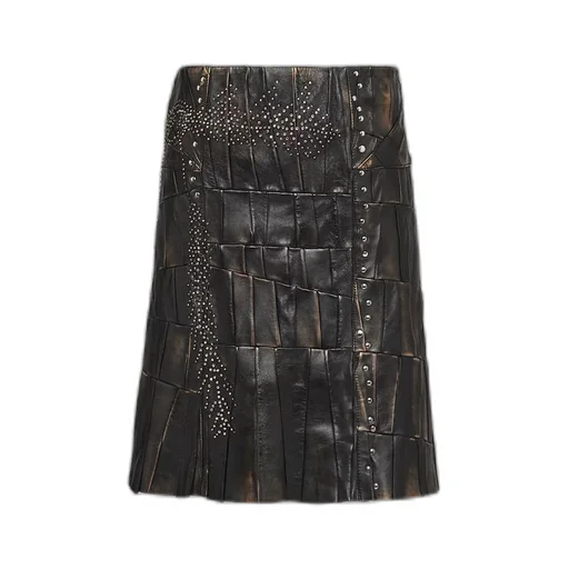 Nappa leather patchwork skirt