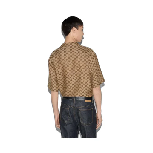 GG linen blend canvas shirt
