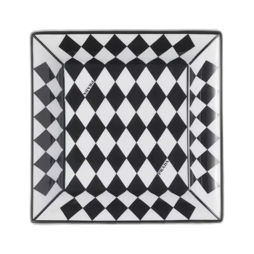 Large square porcelain catchall tray - Checkerboard