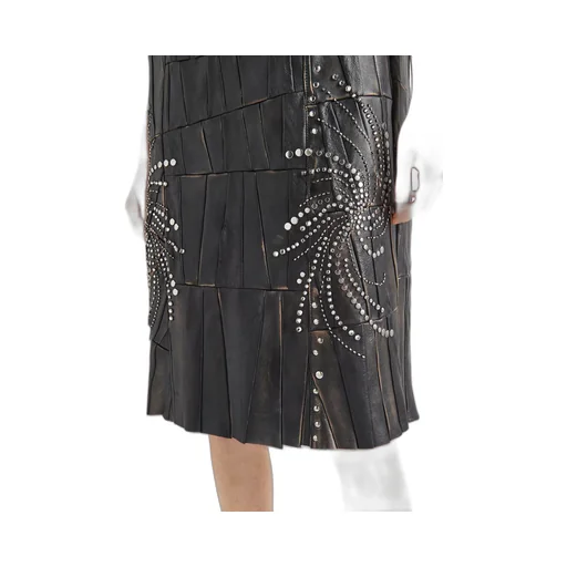 Nappa leather patchwork dress