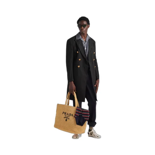 Double-breasted technical cotton coat