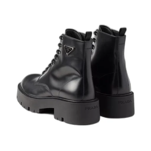 Brushed leather combat boots