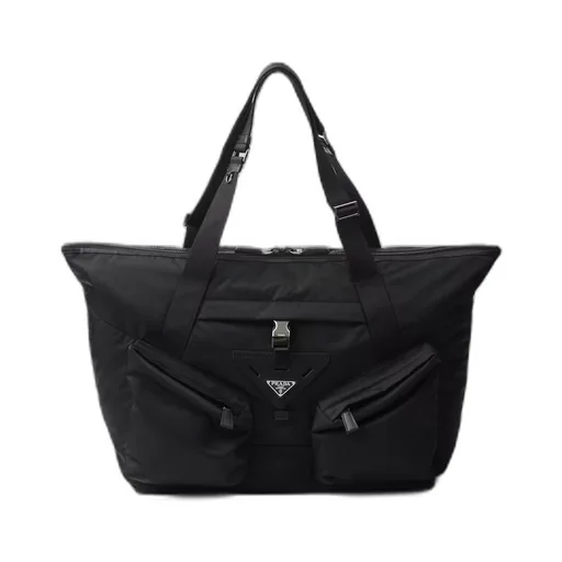 Re-Nylon and leather travel bag