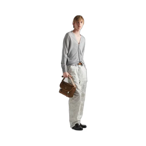 Re-Nylon and leather shoulder bag
