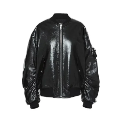 Oversized nappa leather bomber jacket