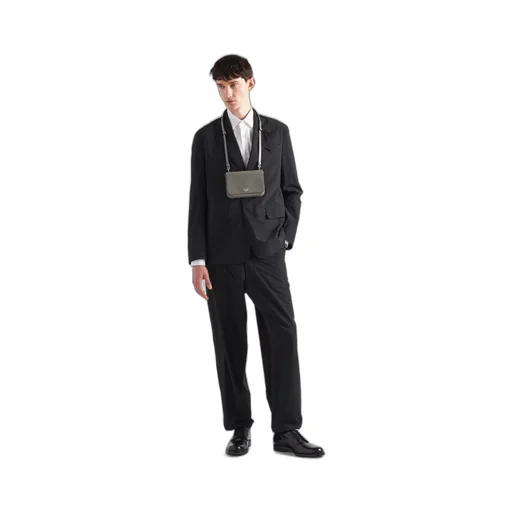 Single-breasted technical fabric jacket