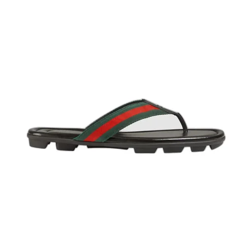 Web and leather thong sandal